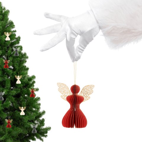 Aniołek papierowy składany 12cm - świąteczna czerwień