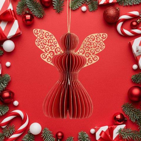 Aniołek papierowy składany 12cm - świąteczna czerwień