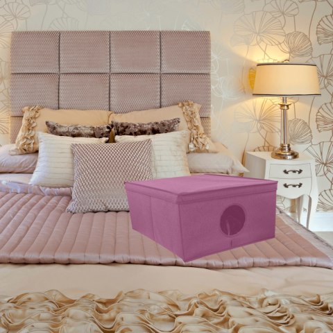 BLOSSOM różowy organizer do szafy z pokrywą oraz oknem 48x36x19cm