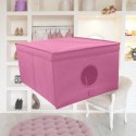 BLOSSOM różowy organizer do szafy z pokrywą oraz oknem50x40x25cm