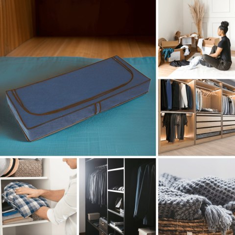 BLUE niebieski organizer do szafy na suwak 120x50x15cm