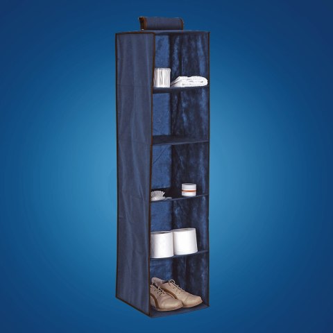 BLUE niebieski wiszący organizer do szafy 5 przegród 30X30X120cm