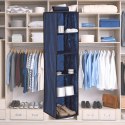 BLUE niebieski wiszący organizer do szafy 5 przegród 30X30X120cm