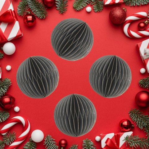 Zestaw 4 bombek papierowych składanych 7cm - elegancka szarość