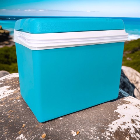 Lodówka turystyczna 35L KAMAI EDA na wkłady mrożące, niebieska z białą rączką