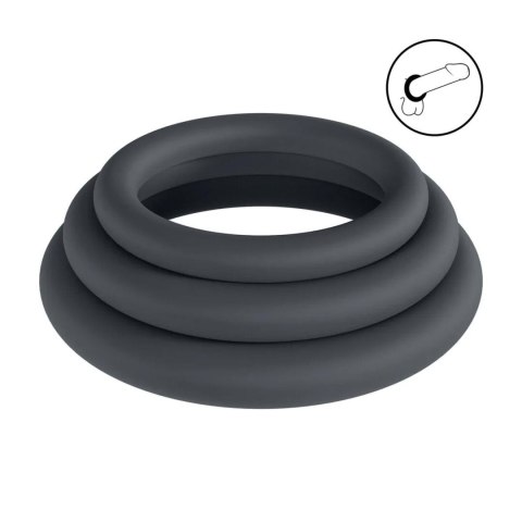 Classic Silicone Cockring Set of 3 - L/XL/XXL - Black
