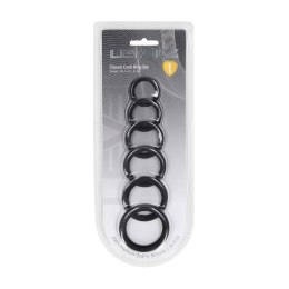 Classic Silicone Cockring Set of 6 - Black