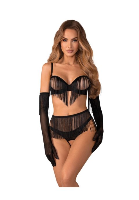 Rossay Black komplet 4-częściowy otwarty S/M