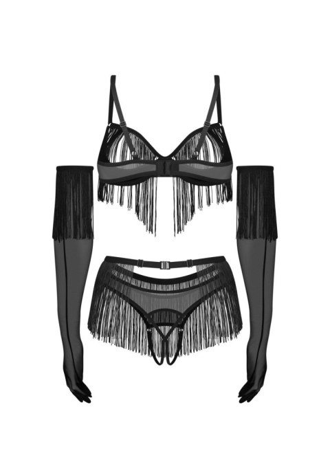 Rossay Black komplet 4-częściowy otwarty S/M