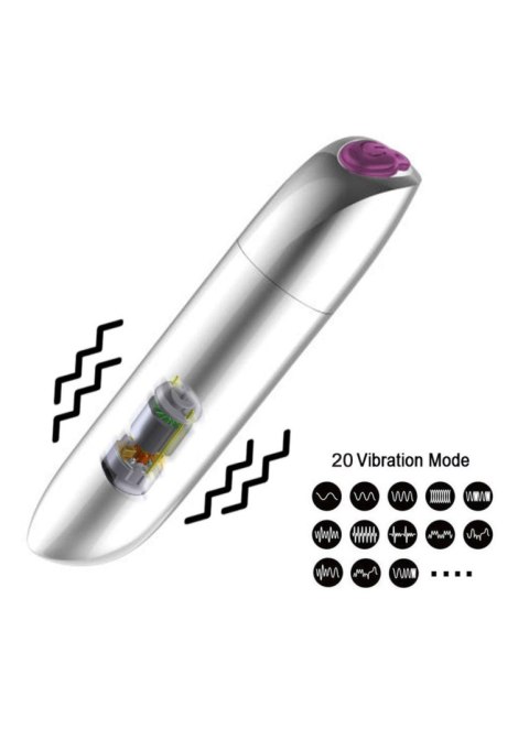 Stymulator-Rechargeable Powerful Bullet Vibrator USB 20 Functions - Silver Stymulator-Rechargeable Powerful Bullet Vibrator USB 20 Functions - Silver