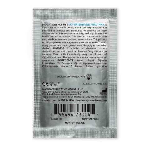 System JO - Anal Thick Water Based Lubricant Sachet 5ml System JO - Anal Thick Water Based Lubricant Sachet 5ml