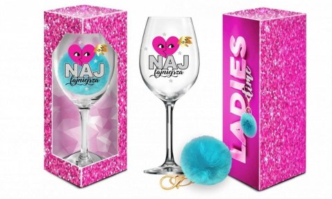 LADIES TIME - kieliszek do wina Signoria 700ml + pompon - Najfajniejsza LADIES TIME - kieliszek do wina Signoria 700ml + pompon - Najfajniejsza