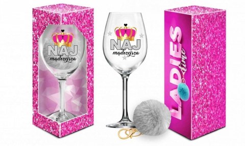 LADIES TIME - kieliszek do wina Signoria 700ml + pompon - Najmądrzejsza LADIES TIME - kieliszek do wina Signoria 700ml + pompon - Najmądrzejsza