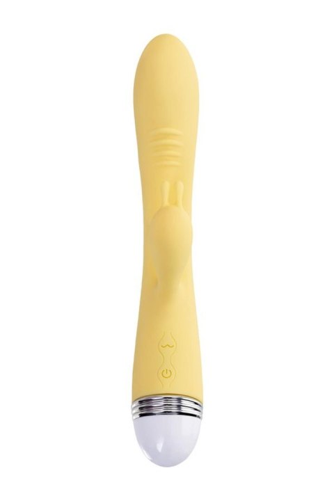 Vibrator with clitoral stimulator Flovetta by Toyfa Aster, silicone, yellow, 22 cm Vibrator with clitoral stimulator Flovetta by Toyfa Aster, silicone, yellow, 22 cm