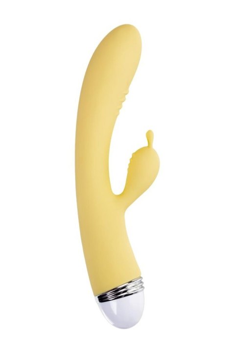 Vibrator with clitoral stimulator Flovetta by Toyfa Aster, silicone, yellow, 22 cm Vibrator with clitoral stimulator Flovetta by Toyfa Aster, silicone, yellow, 22 cm