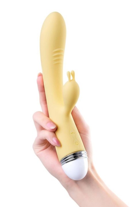 Vibrator with clitoral stimulator Flovetta by Toyfa Aster, silicone, yellow, 22 cm Vibrator with clitoral stimulator Flovetta by Toyfa Aster, silicone, yellow, 22 cm