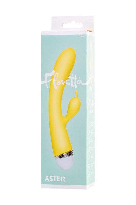 Vibrator with clitoral stimulator Flovetta by Toyfa Aster, silicone, yellow, 22 cm Vibrator with clitoral stimulator Flovetta by Toyfa Aster, silicone, yellow, 22 cm