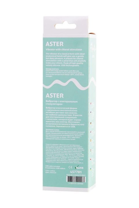 Vibrator with clitoral stimulator Flovetta by Toyfa Aster, silicone, yellow, 22 cm Vibrator with clitoral stimulator Flovetta by Toyfa Aster, silicone, yellow, 22 cm