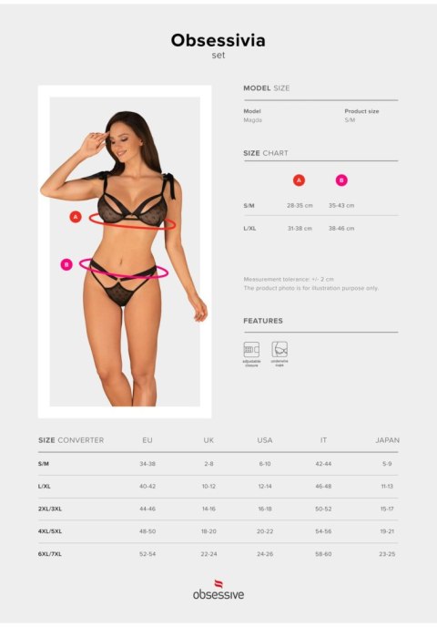 Bielizna-Obsessivia komplet 2-częściowy czarny L/XL Bielizna-Obsessivia komplet 2-częściowy czarny L/XL