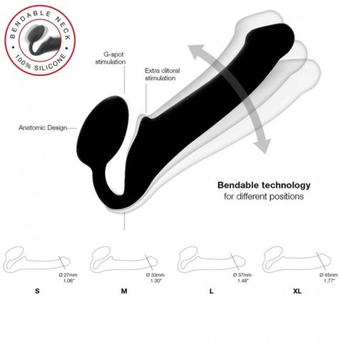 SEMI-REALISTIC BENDABLE STRAP-ON BLACK - S SEMI-REALISTIC BENDABLE STRAP-ON BLACK - S