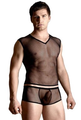 Net set - shirt and thong - black M/L
