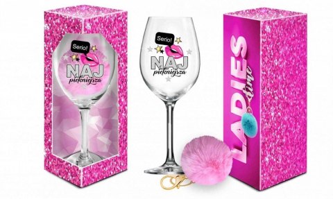 LADIES TIME - kieliszek do wina Signoria 700ml + pompon - Najpiękniejsza LADIES TIME - kieliszek do wina Signoria 700ml + pompon - Najpiękniejsza
